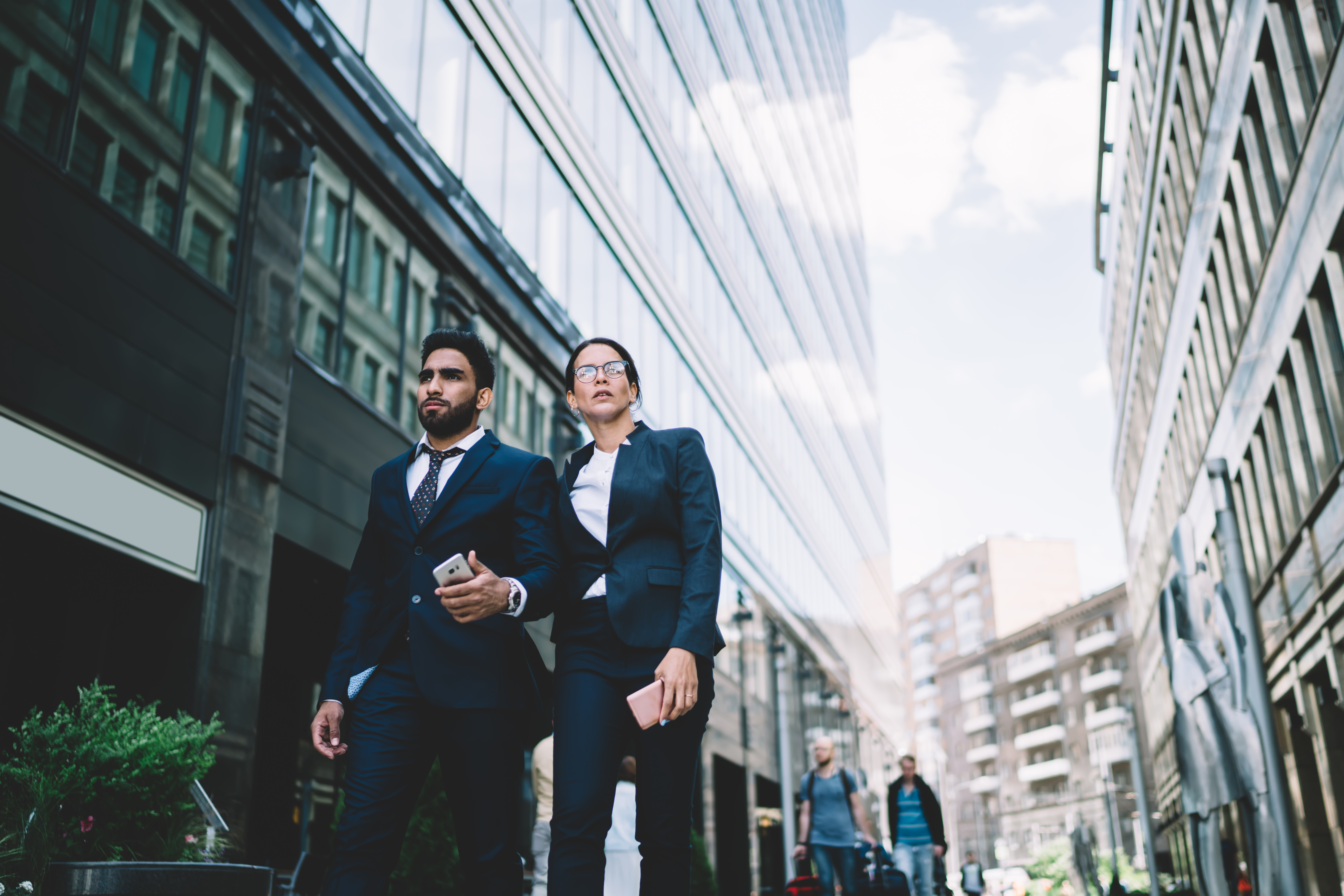 Business partners walking together